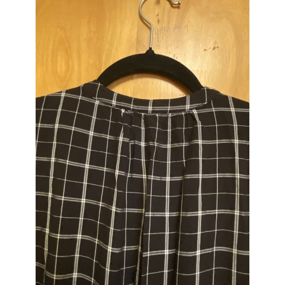 1. STATE  Plaid Rayon Windowpane Wide Leg Jumpsuit Size 0 Black & White - Picture 10 of 11